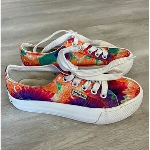 Mudd Kids Tie Dye Canvas Lace Up Sneakers Shoes Size 10 Orange Purple Green